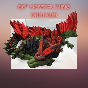 Crystal Winged Dragon Articulated 3D Printed Green RED/BLACK Fidget Toy HOT!
